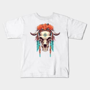 Native American Cow Skull Kids T-Shirt